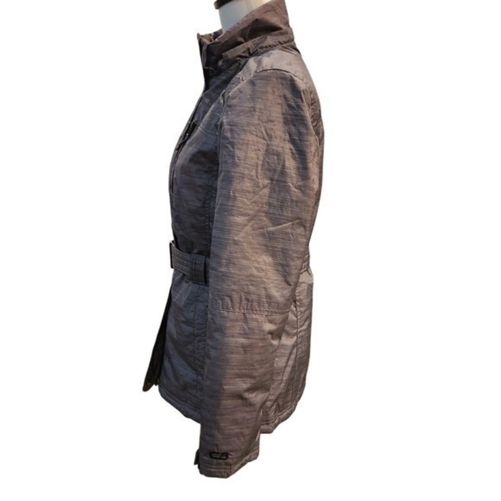 CB Sport Women's Gray Striped Belted Ski Jacket Size M Flaw: NO‎ HOOD - Picture 8 of 9